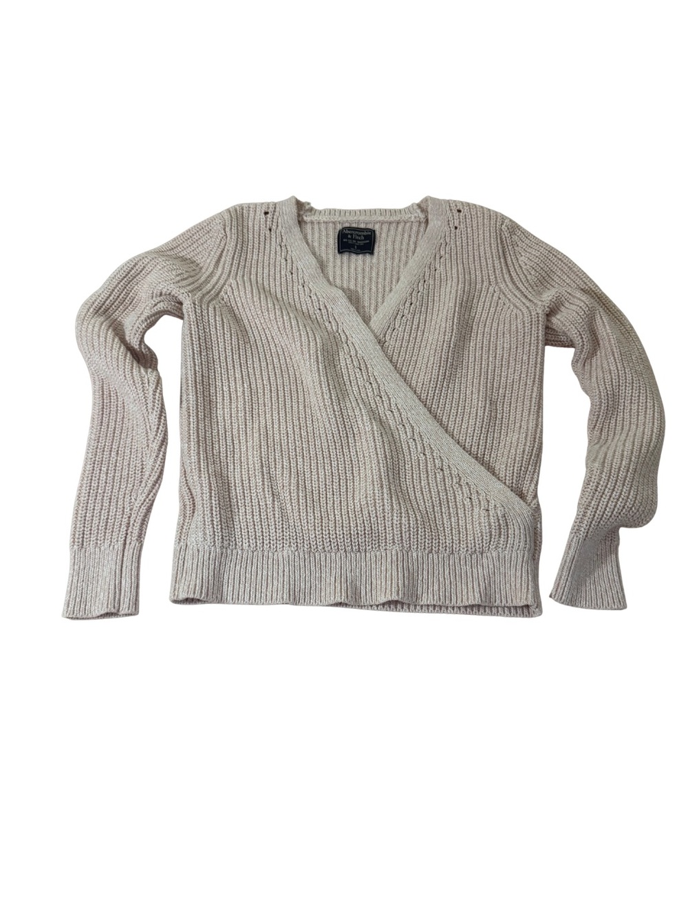 Baby Pink Wrap-Style Ribbed Knit Sweater - Women